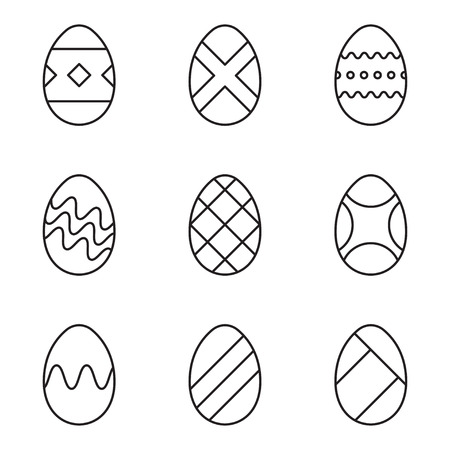 Easter eggs icons set. Vector Illustration isolated on white backgroundのイラスト素材