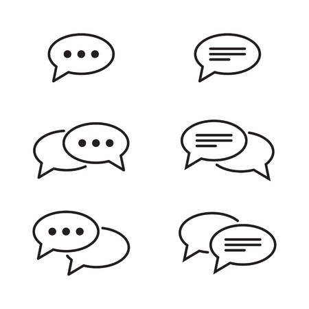 Set of chat and speech bubble line Icons. Vector illustration on white backgroundのイラスト素材