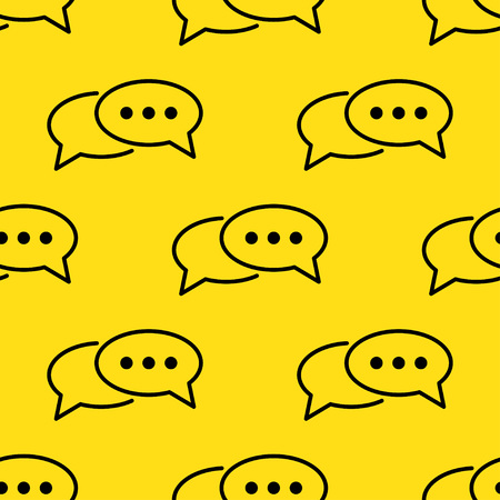 Speech bubble seamless pattern. Dialog bubble. Vector illustration on yellowのイラスト素材
