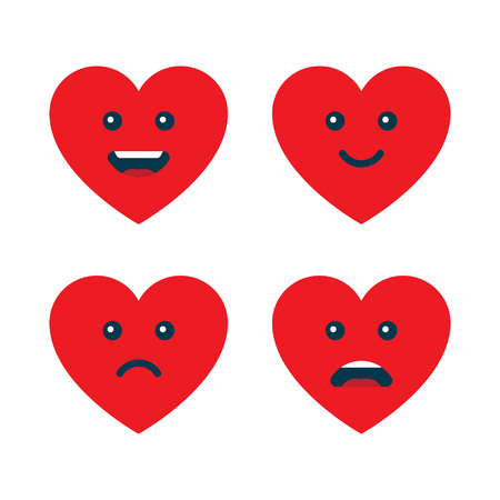 Set of heart emoticons, love emojis. Vector set for Valentines Dayのイラスト素材