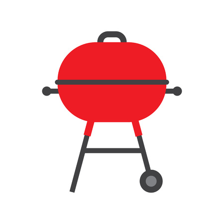 BBQ grill with red cap. Electric grill. Vector illustration, isolated on white backgroundのイラスト素材