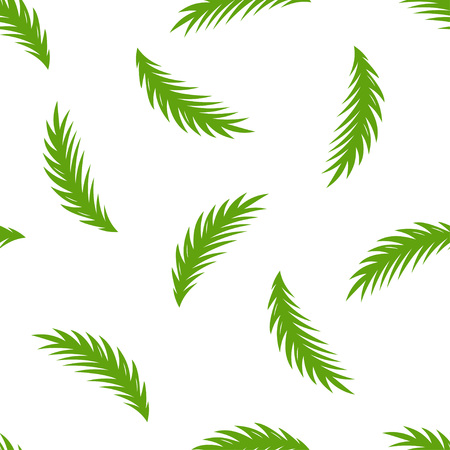 tropical background with green palm leaves isolated on white, tropic seamless pattern, vector illustrationのイラスト素材