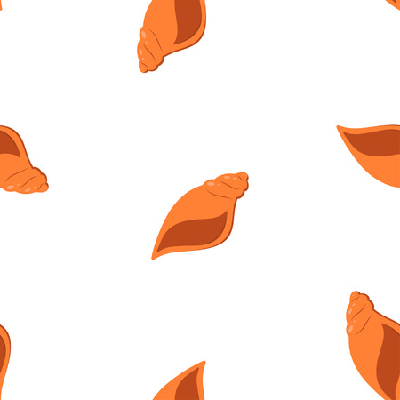 Pattern of cartoon sea shells, vector illustration in flat style isolated on white backgroundのイラスト素材