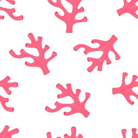 Coral vector illustration isolated on white background, cartoon pattern with sea element for any designのイラスト素材
