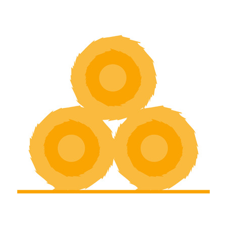 Round hay bales, isolated on white background. Farm agriculture. Vector illustrationのイラスト素材