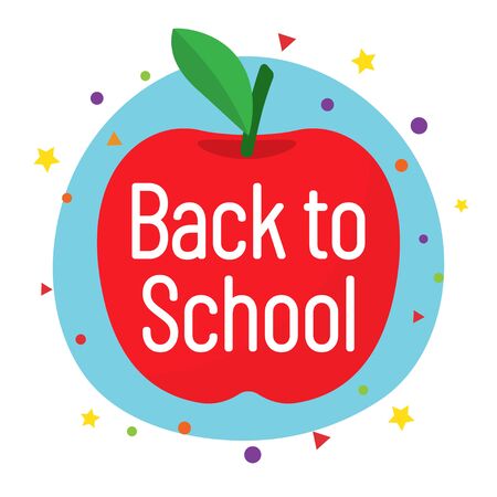 Back to school message in red apple. Vector illustrationのイラスト素材