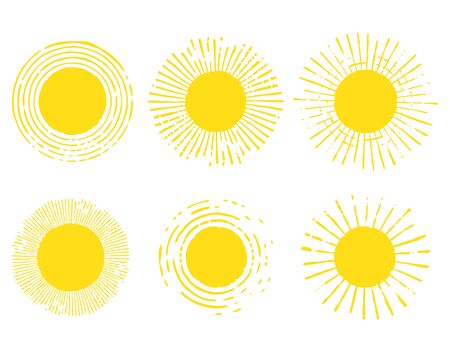 Set of sun icons. Vector Illustration isolted on white backgroundのイラスト素材