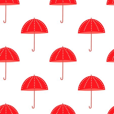 vector seamless pattern with red umbrellas on white backgroundのイラスト素材