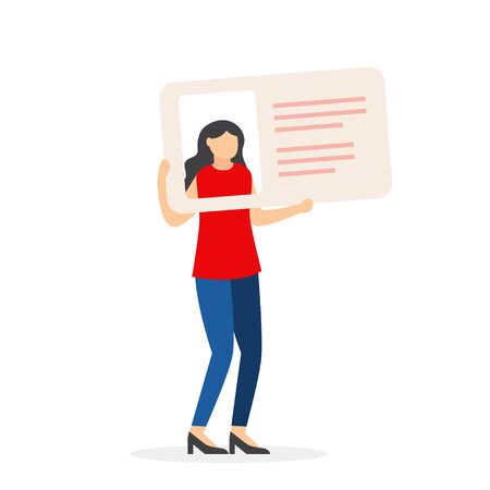 People holding Id card. Account Verification. Vector Illustration in flat designのイラスト素材