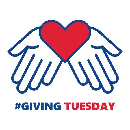 Giving Tuesday. Helping hand with heart shape. Global day of charitable giving. Vector illustration.のイラスト素材