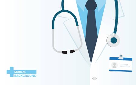 Medical background. Doctor close up with stethoscope. Online doctor concept. Vector illustrationのイラスト素材