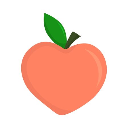 ripe juicy fruit, cartoon peach isolated on white background, vector illustrationのイラスト素材