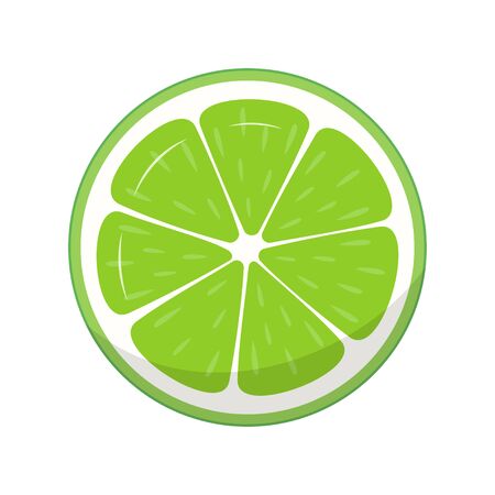 fresh exotic slice lime fruit isolated on white background, summer fruits for healthy lifestyle, cartoon style, vector illustration for any designのイラスト素材