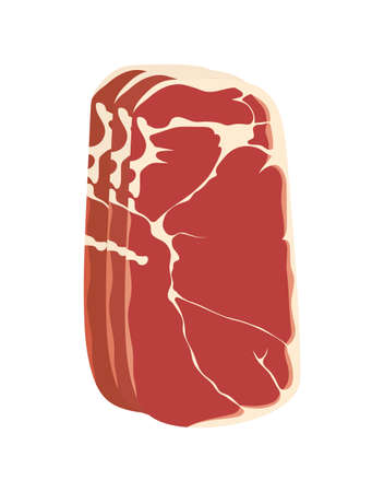 slices of ham isolated on white background, vector illustrationのイラスト素材