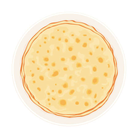 pancakes isolated on white background, top view, vector cartoon illustration, cooking, pancake day, fat Tuesdayのイラスト素材