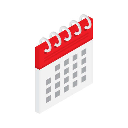 Calendar icon in isometric style. Vector illustration isolated on white backgroundのイラスト素材