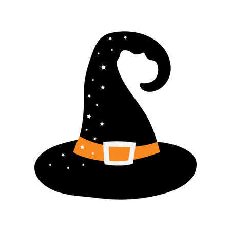 witch hat isolated on white background, cartoon halloween vector illustration