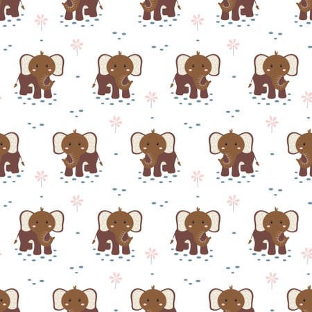 seamless pattern with cute elephants, background with adorable animalsのイラスト素材