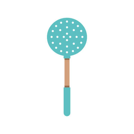 spoon with holes isolated on white background, large spoon with round holes in cartoon style, vector illustration, kitchen utensilsのイラスト素材