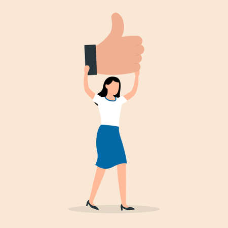 Customers showing like. People give review rating and feedback. Good client positive opinion concept. Vector illustrationのイラスト素材