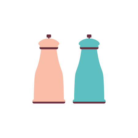 salt and pepper shakers illustration in cartoon style isolated on white background, vector kitchen and cooking iconsのイラスト素材