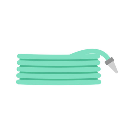 garden hose isolated on white background, vector illustration, water green garden hoseのイラスト素材