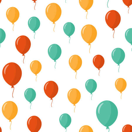 Colorful balloons seamless pattern. Balloons isolated on white background. Vector illustration.のイラスト素材