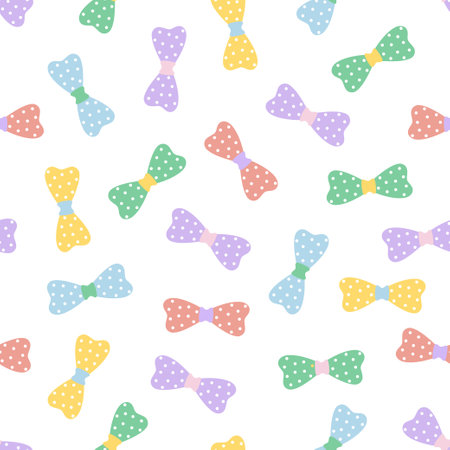 bow tie colorful seamless pattern, festive print with bows on white background, vector illustration, fathers dayのイラスト素材