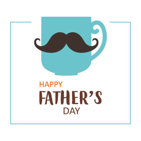 greeting card for fathers day with coffee cup and mustache isolated on white backgroundのイラスト素材