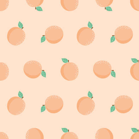 vector seamless pattern with cartoon apricots isolated, bright tasty fruits, illustration used for magazine, kitchen textile, greeting cards, menu cover, textileのイラスト素材