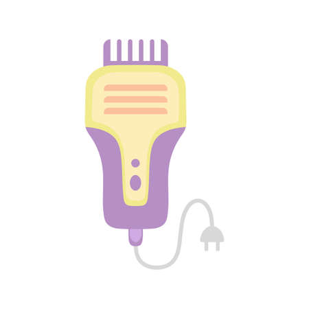 modern hair clipper icon, cartoon hair trimmer isolated on white background, hairdressing toolsのイラスト素材