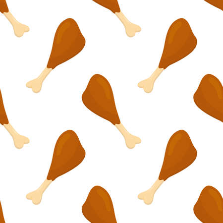 Fried chicken legs seamless pattern. Chicken Meat. Fast food. Vector illustration.のイラスト素材