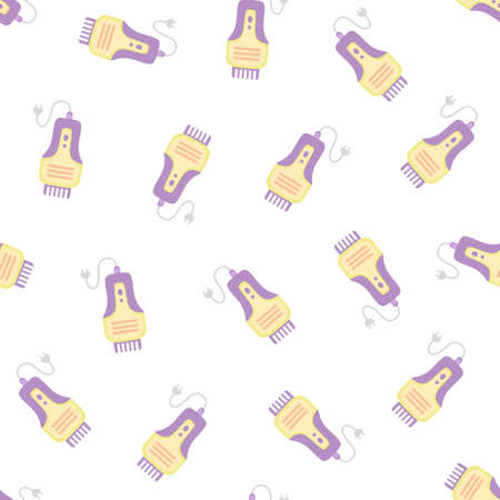 seamless pattern of cartoon razors, vector illustration with hair trimmer on white backgroundのイラスト素材