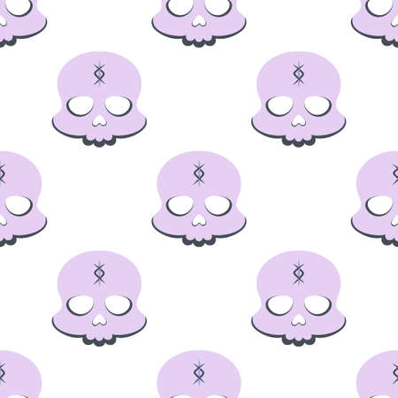 seamless pattern with mystical skull on white, magic background, religion and occultism with esoteric and masonic symbols, halloween vector illustration in retro styleのイラスト素材