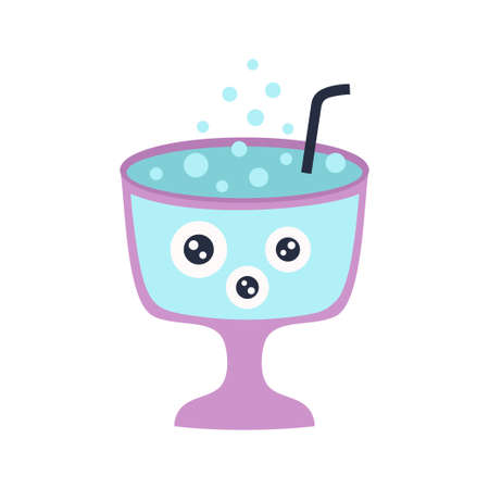 cocktail for halloween, illustration with cute cocktail with eyes isolated on whiteのイラスト素材