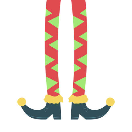 Elf legs santa claus helper new year holiday. Vector illustration isolated on white background.のイラスト素材