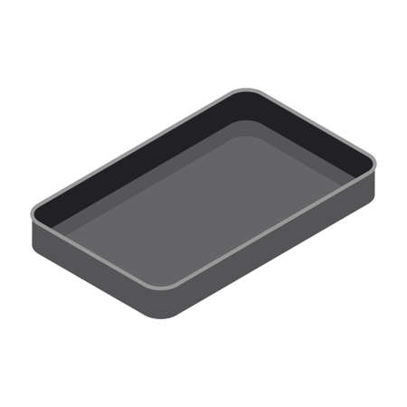 Metal rectangular baking tray for baking meat, fish, cake, pie or other food, isometric style. Vector illustration isolated on white background.のイラスト素材
