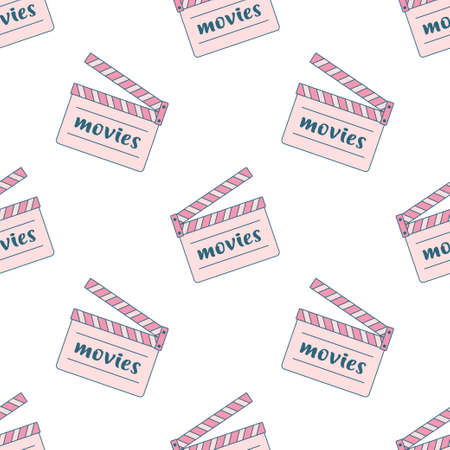 cinema or movie clapper seamless pattern for any design, film clapper board, vector illustrationのイラスト素材