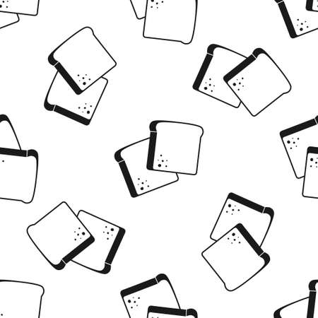 Slices toast bread seamless pattern. Bakery pastry product, healthy food. Vector illustration on white background.のイラスト素材