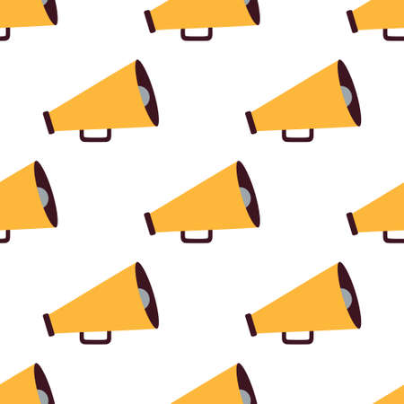 loudspeaker seamless pattern, vector illustration of cartoon megaphone isolated on white backgroundのイラスト素材