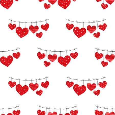 cute red hearts seamless pattern, creative scandinavian texture for fabric, textile, wallpaper, apparel, vector illustration for valentines dayのイラスト素材