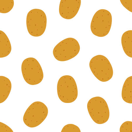 vector seamless pattern of whole potato, cartoon vegetables backgroundのイラスト素材