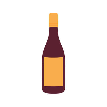 vector illustration of red wine bottle isolated on white background, alcoholic drink in flat cartoon styleのイラスト素材