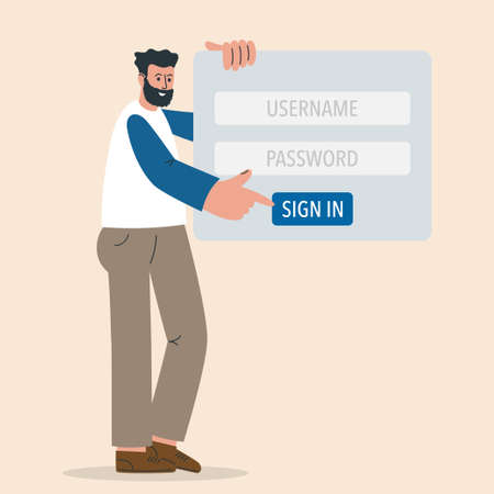 Signing in personal page. Entering personal email and security concept, UI. Concept of online registration, sign in, sign up. vector illustrationのイラスト素材
