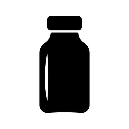 Insulin dose bottle icon, isolated, black on the white background. vector illustration.のイラスト素材