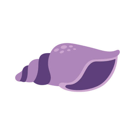 flat vector illustration with cute shellfish in cartoon style isolated on white background, simple design with underwater shell, marine animalのイラスト素材