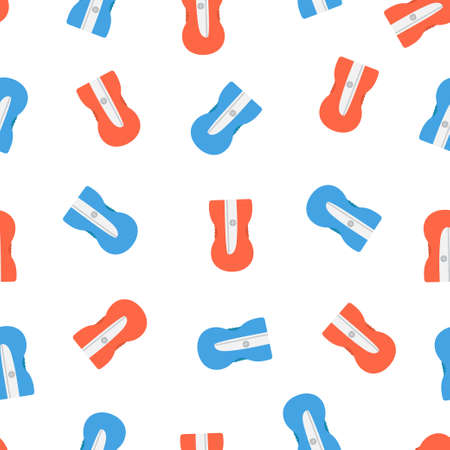 vector cartoon seamless pattern with colored sharpeners on white background