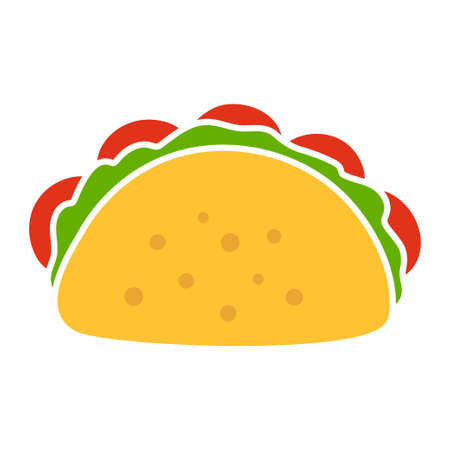 Tacos icon, isolated, black on the white background. Taco with tortilla. mexican fast food. vector illustration.のイラスト素材