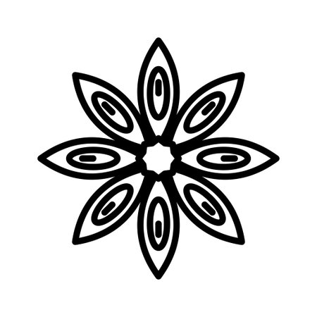 Star anise icon. Flavoring, seasoning. Symbol of spicy flower. Vector illustration isolated on white background.のイラスト素材