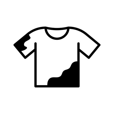 Dirt shirt icon. Stains on t-shirt. Stain removal glyph icon, laundry. Vector illustration isolated on white background.のイラスト素材